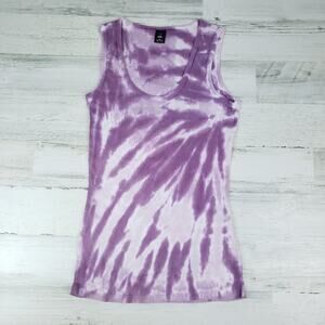 NWOT Point Sportswear Ribbed Tie Dye Lavender Purple Streak Tank Top Size Small